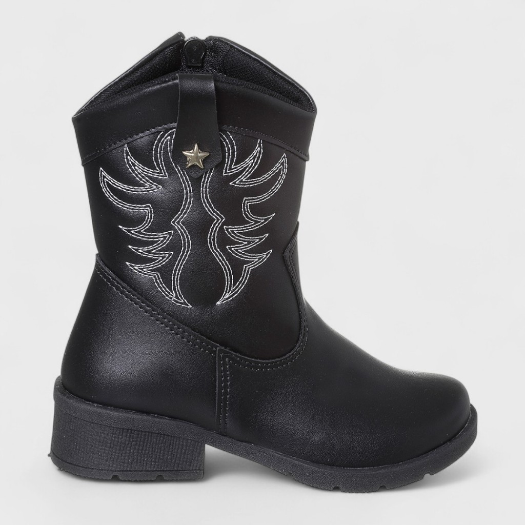 Bota Infantil Menina Texana Cano Curto Boiadeira Preto Moda Confortável Original em Oferta na Shopee