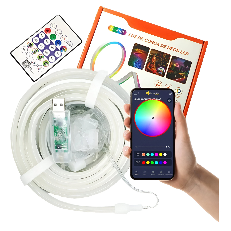 Fita Led Neon Resistente Smart Usb 5v 5 Metros Prova D'água P/ Desenhar Rgb Casa Decoração Moderna r