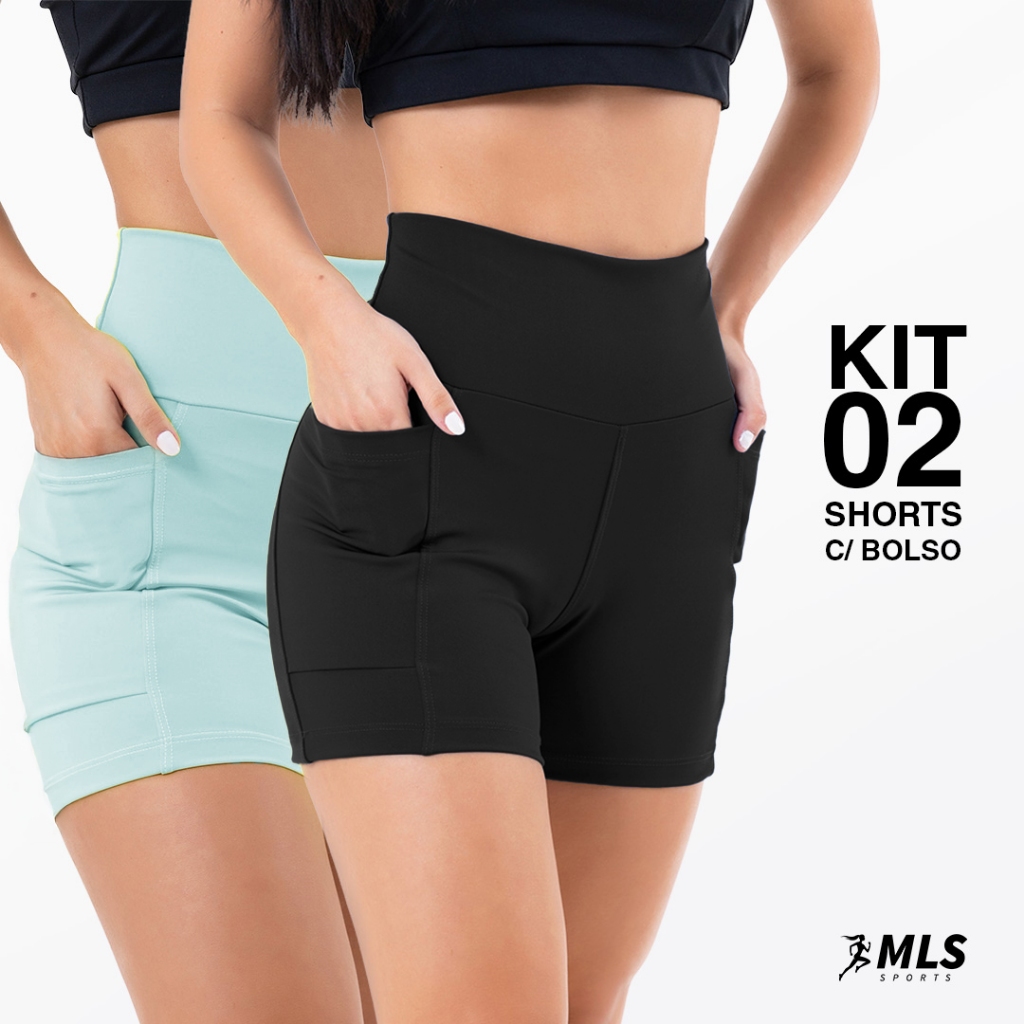 Kit 2 Shorts Curto com Bolso Academia Fitness Zero Transparente Compressão Cós Alto Tecido Premium em Oferta na Shopee