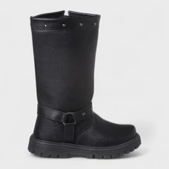 Bota Texana Cano Médio Infantil Feminino Meninas Preto Boiadeira Com Spikes