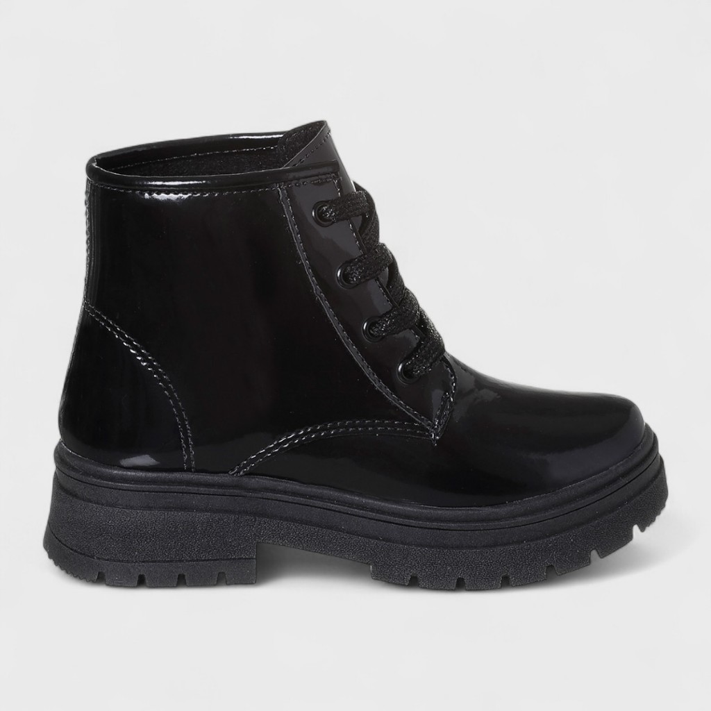 Bota Coturno Infantil Menina Preto Verniz  Botinha Blogueirinha Original 28 A 34 em Oferta na Shopee