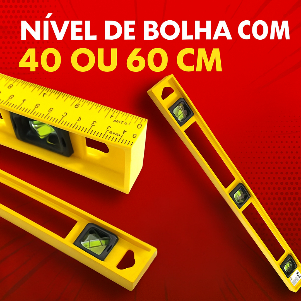 Nível de Bolha 40 60 cm Plástico Medidor de Precisão Ferramenta Construção Marcenaria Pedreiro Régua