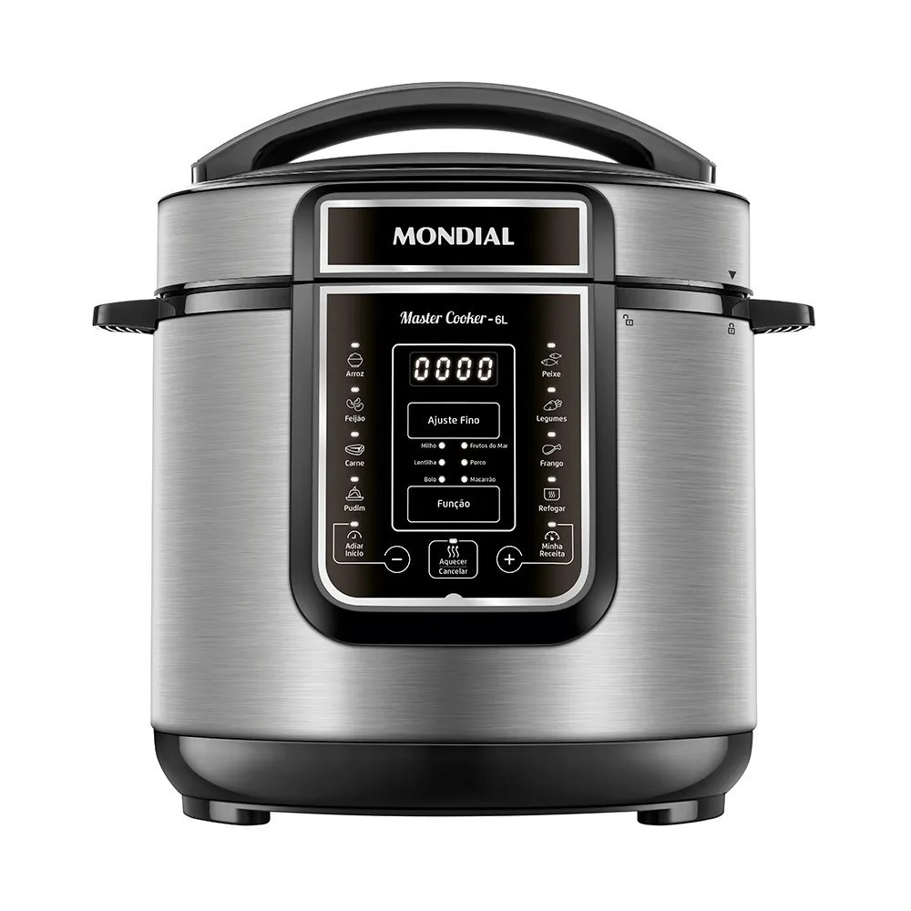 Panela de Pressão Elétrica Digital 6L Mondial Preto/Inox PE-60-6L-I 220V