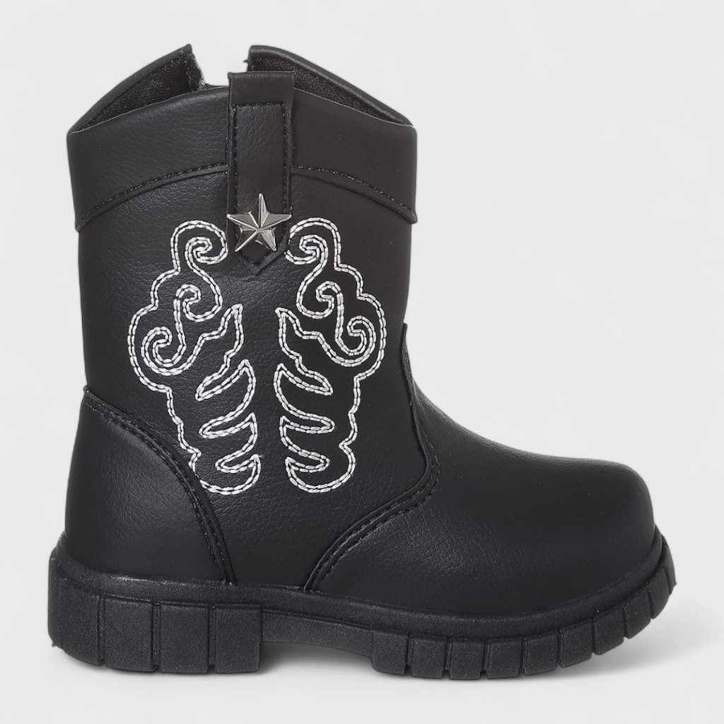 Bota Texana Menina Cano Curto Bordada Preto Boiadeira Country em Oferta na Shopee