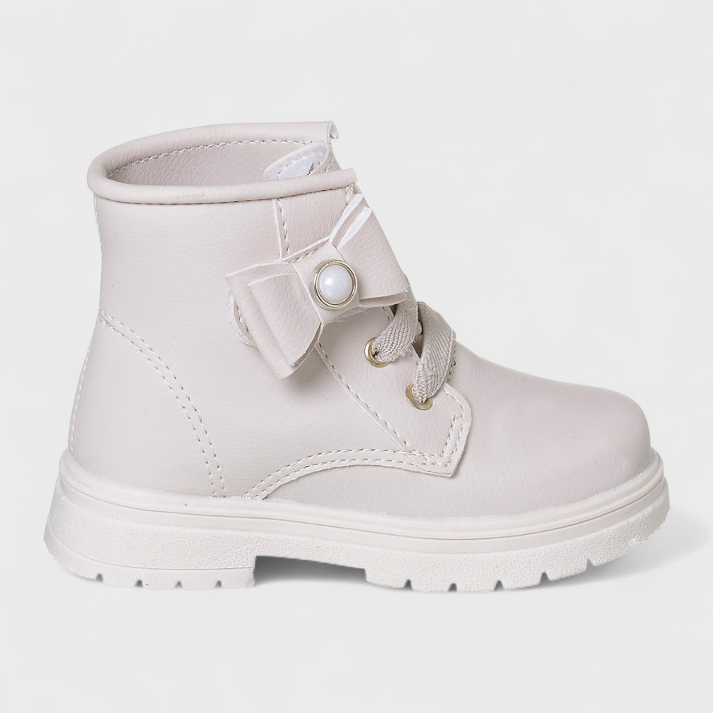 Bota Coturno Infantil Menina Tratorada Cano Curto Off White Botinha Feminina Blogueirinha