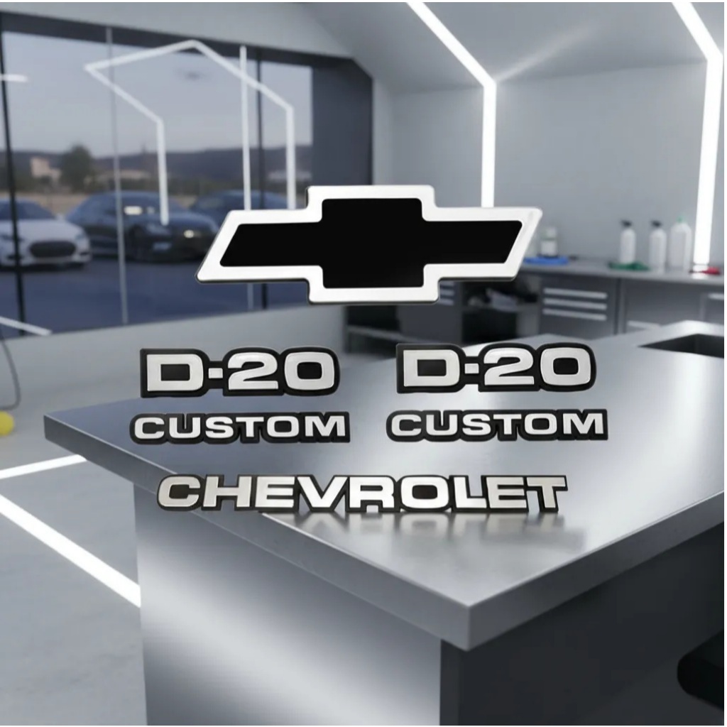 Emblemas D20 Custom Gravata Dianteira Chevrolet Mala 1992/..