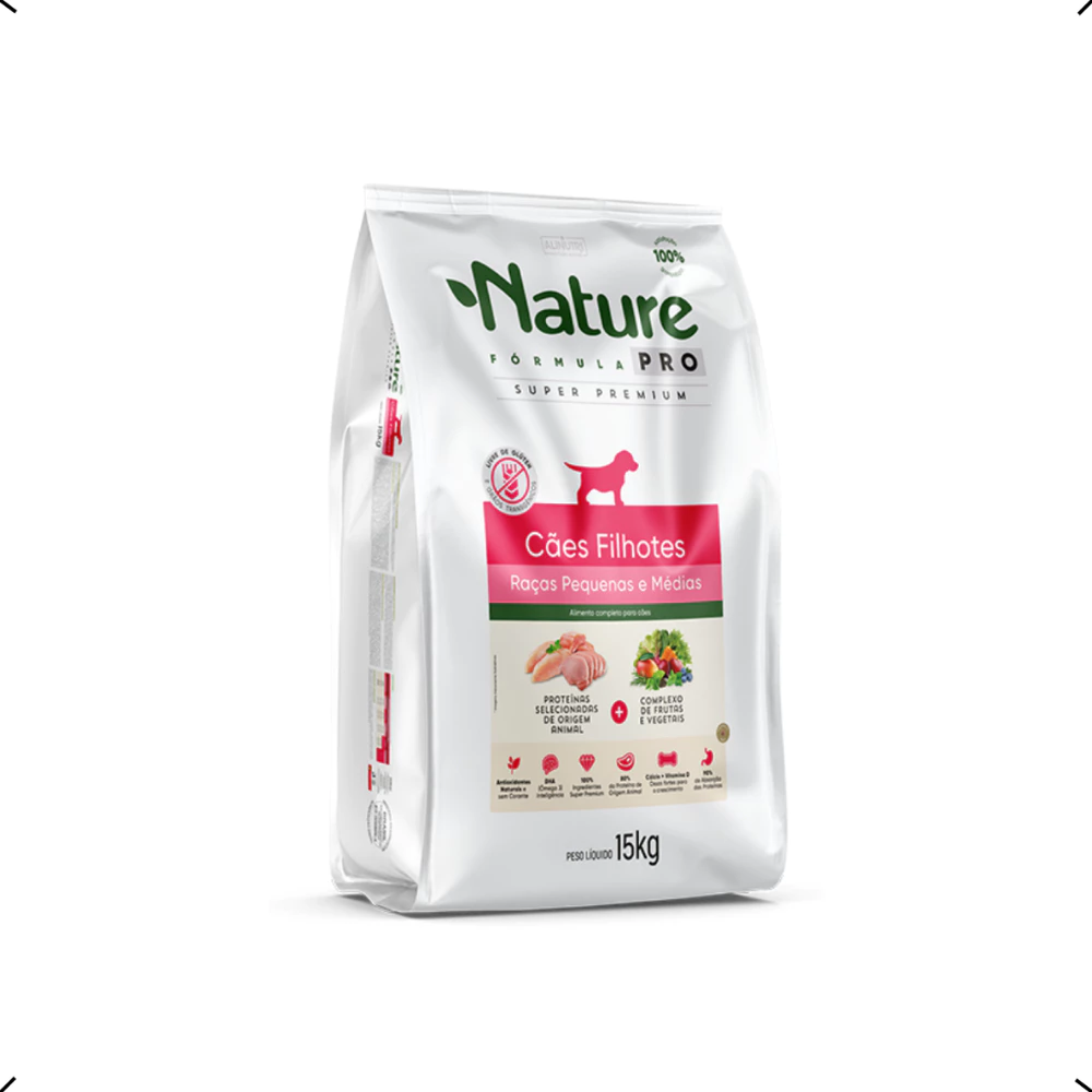 RAÇÃO NATURE PRO FILHOTE RAÇA PEQUENA E MEDIA 15KG