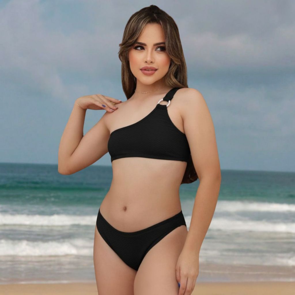 Biquíni Assimetrico Ombro unico Juvenil forrado Liso Praia/Piscina Verão 2026 em Oferta na Shopee