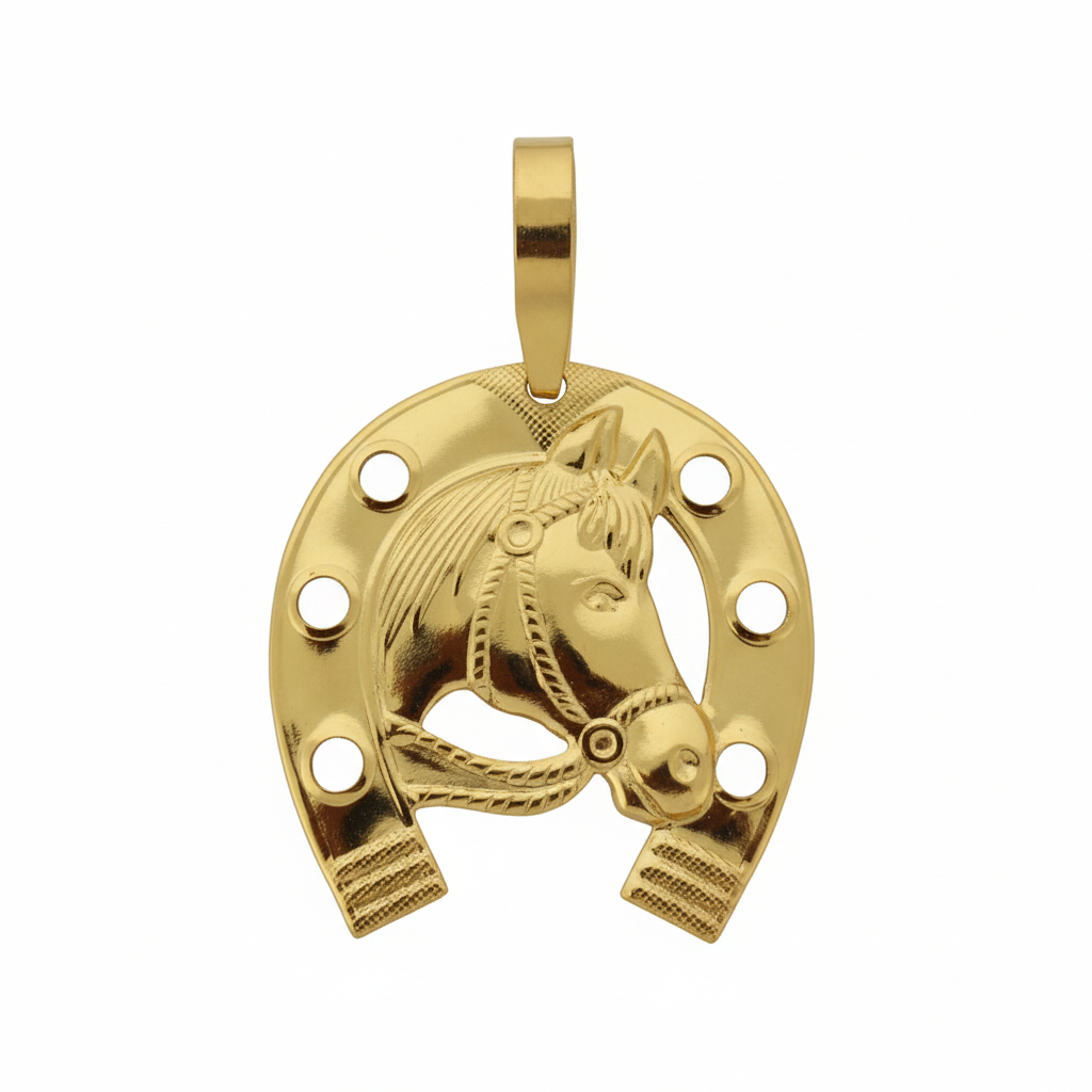 Pingente Ferradura Cavalo Elegance Top Amuleto da Sorte Country Rodeio De Moeda Antiga