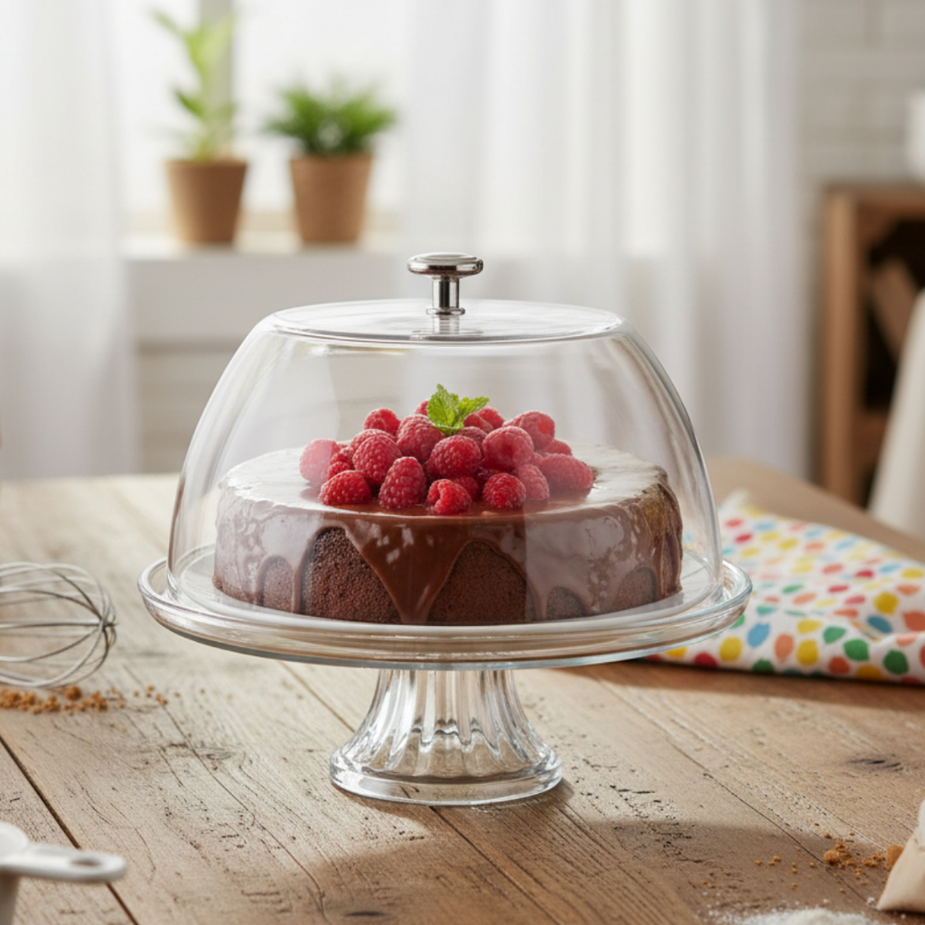 Boleira de Vidro com Pé e Tampa Opaline M White para Bolos e Sobremesas - Ruvolo em Oferta na Shopee