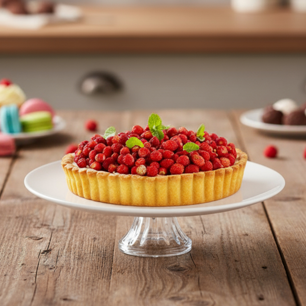 Prato de Vidro Opaline White, Prato de Sobremesa com Pé - Ruvolo em Oferta na Shopee