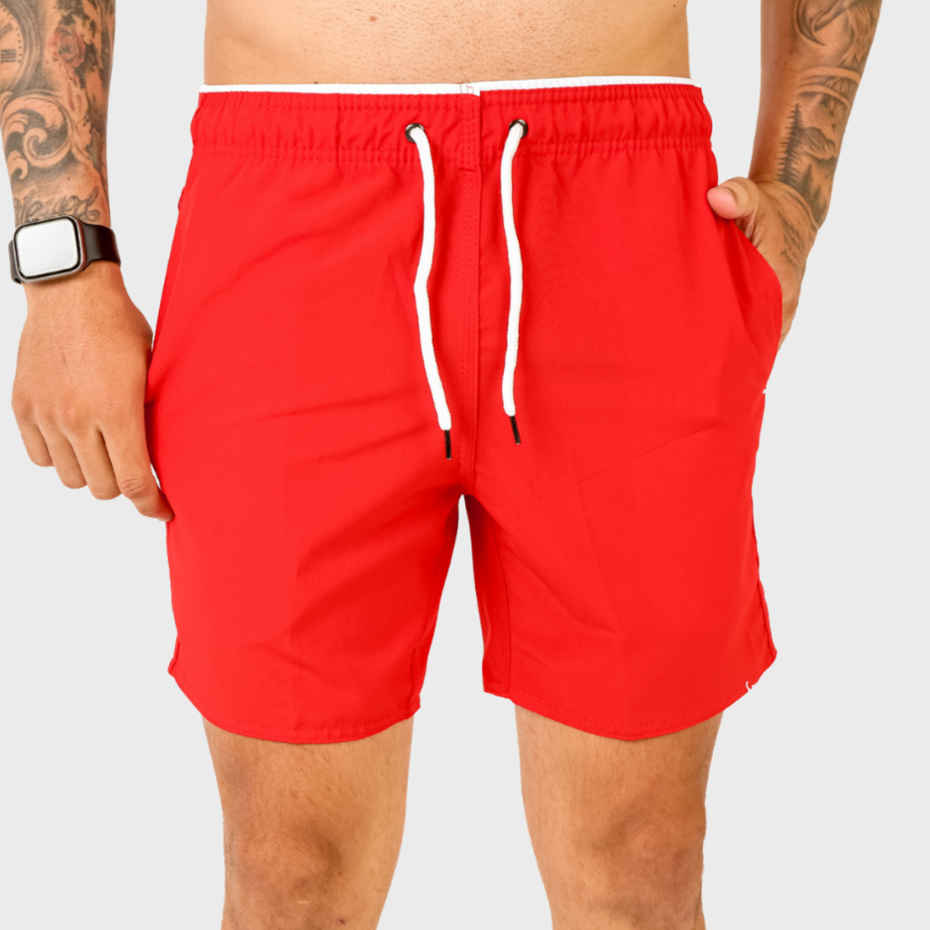 Bermuda Tactel P ao G1 Elastano Short Mauricinho Bolsos Liso Moda Praia Verão Treino Fresquinho