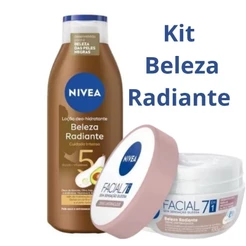 Kit NIVEA com Loção 200ml + Creme Facial 100g Beleza Radiante 7 em 1 Hidratação Profunda