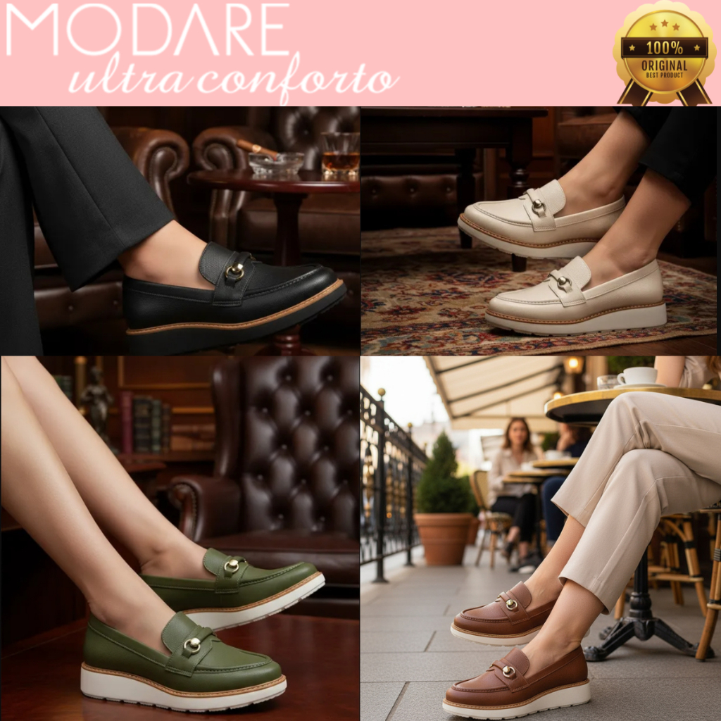Sapato Mocassim Modare Ultraconforto Feminino Loafer Social Ortopédico 7400103 Lançamento Original
