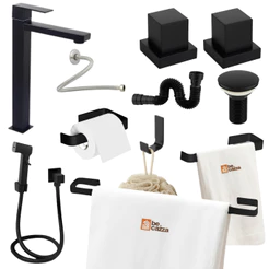 Kit Acessórios Banheiro Completo + Torneira Bica Alta + Kit Instalação e Acabamento Deca + Ducha