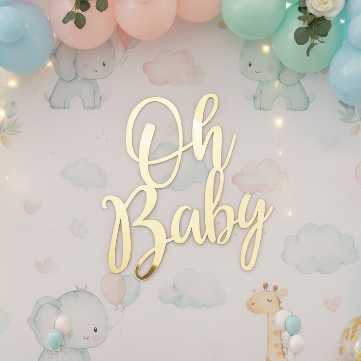 Palavra Decorativa para Painel de Chá de Bebe Oh Baby Letreiro Decorativo
