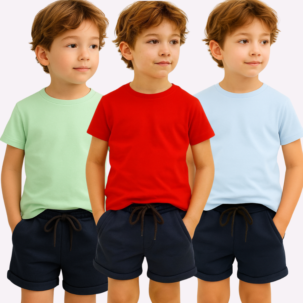 Kit 3 Camiseta Infantil Juvenil Algodão 100% Lisa Básica Moda InfantoJuvenil Dia a Dia Escola Menino em Oferta na Shopee