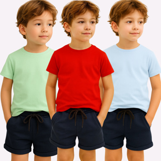 Kit 3 Camiseta Infantil Juvenil Algodão 100% Lisa Básica Moda InfantoJuvenil Dia a Dia Escola Menino em Oferta na Shopee