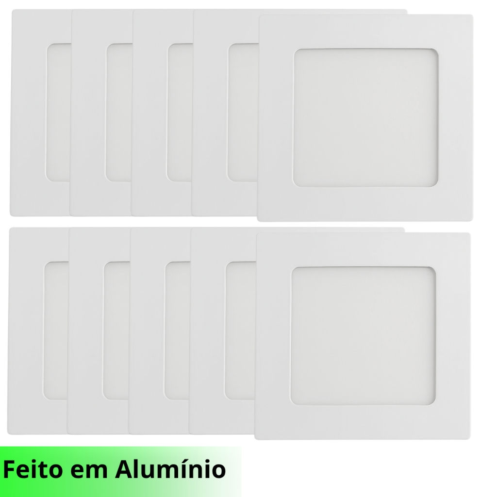 Kit Luminaria Painel Plafon Led Aluminio 3W/ Quadrado Embutir Branco Frio 6500K/3000k