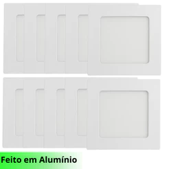 Kit Luminaria Painel Plafon Led Aluminio 3W/ Quadrado Embutir Branco Frio 6500K/3000k