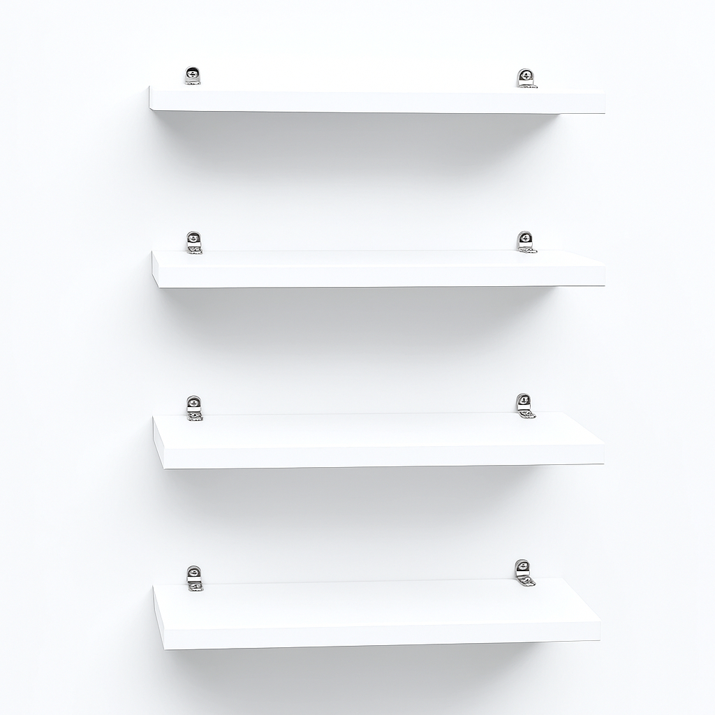 Prateleiras decorativas 100% MDF cor BRANCO 30x10x1,5cm + Suporte de instalação resistente