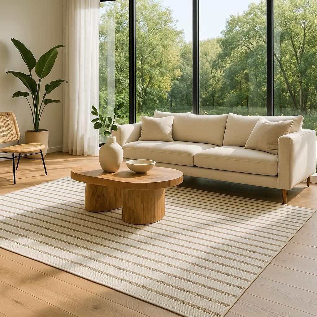 Tapete Mandacaru 1,40mX2,00m de Sala Algodão Cru Caramelo Palha Decorativo Nude Claro