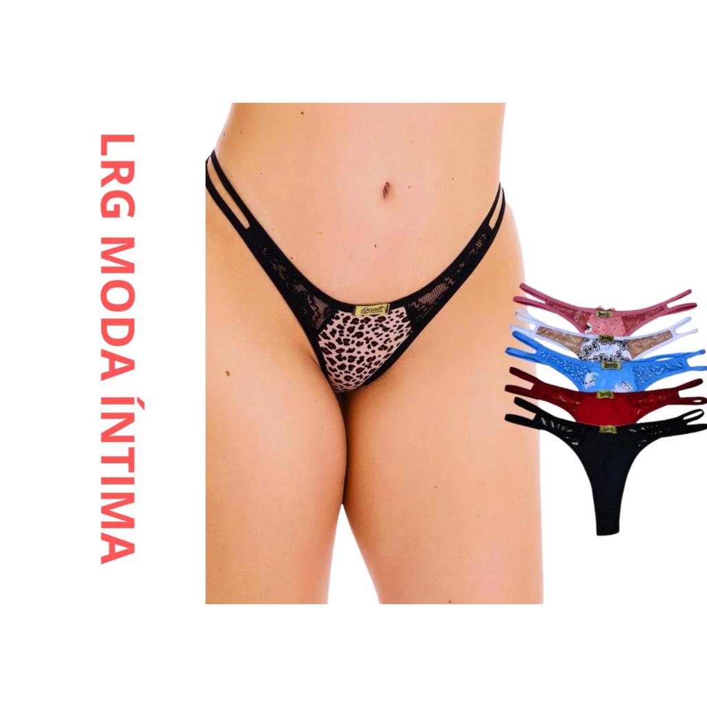 kit 3 Tangas Tirinhas feminina Lingerie Sensual Calcinha Fio Dental em Oferta na Shopee