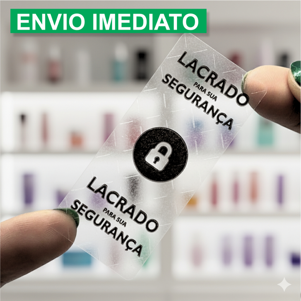 1.000 Lacres Para Embalagem Delivery Sacola Segurança Adesivo 3x7cm - BOPP TRANSPARENTE CADEADO