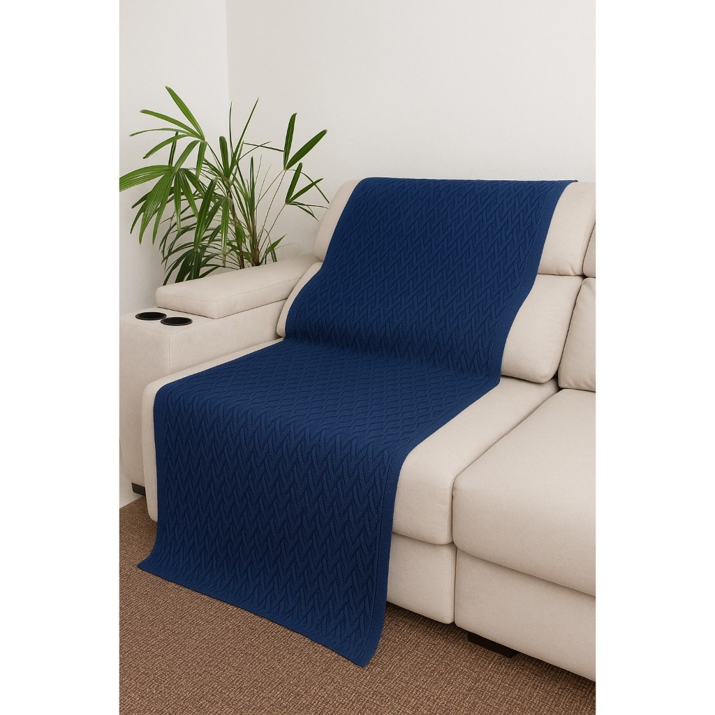 Manta Peseira de Tricot Para Sofá Poltrona Cama 180x60 Tricot Premium Decorativo