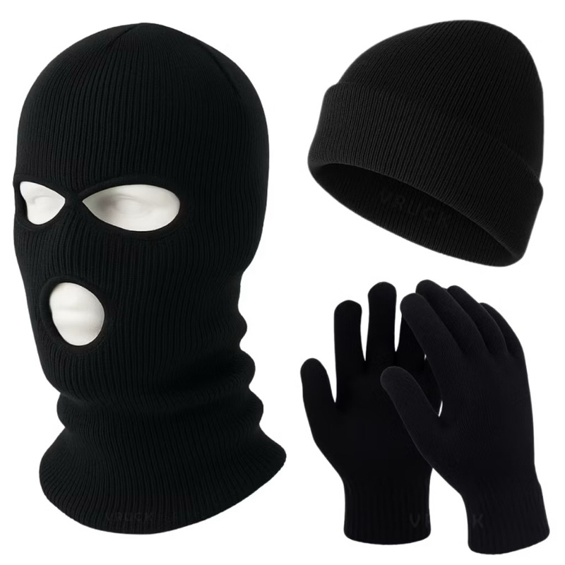 Kit Balaclava Luva Touca Ninja Máscara Motoqueiro Lã Térmica Unissex