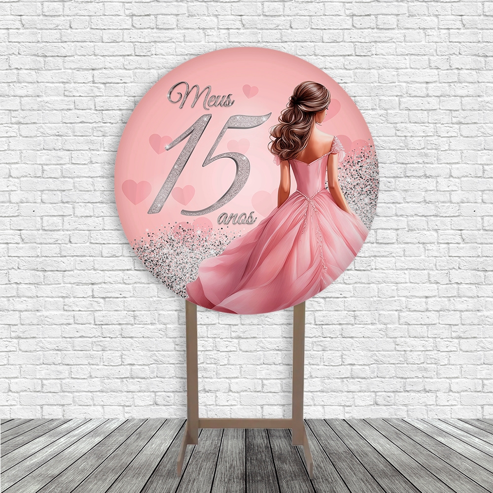 Capas Painel Redondo e Painel de Mesa Decoração Meus 15 Anos em Oferta na Shopee