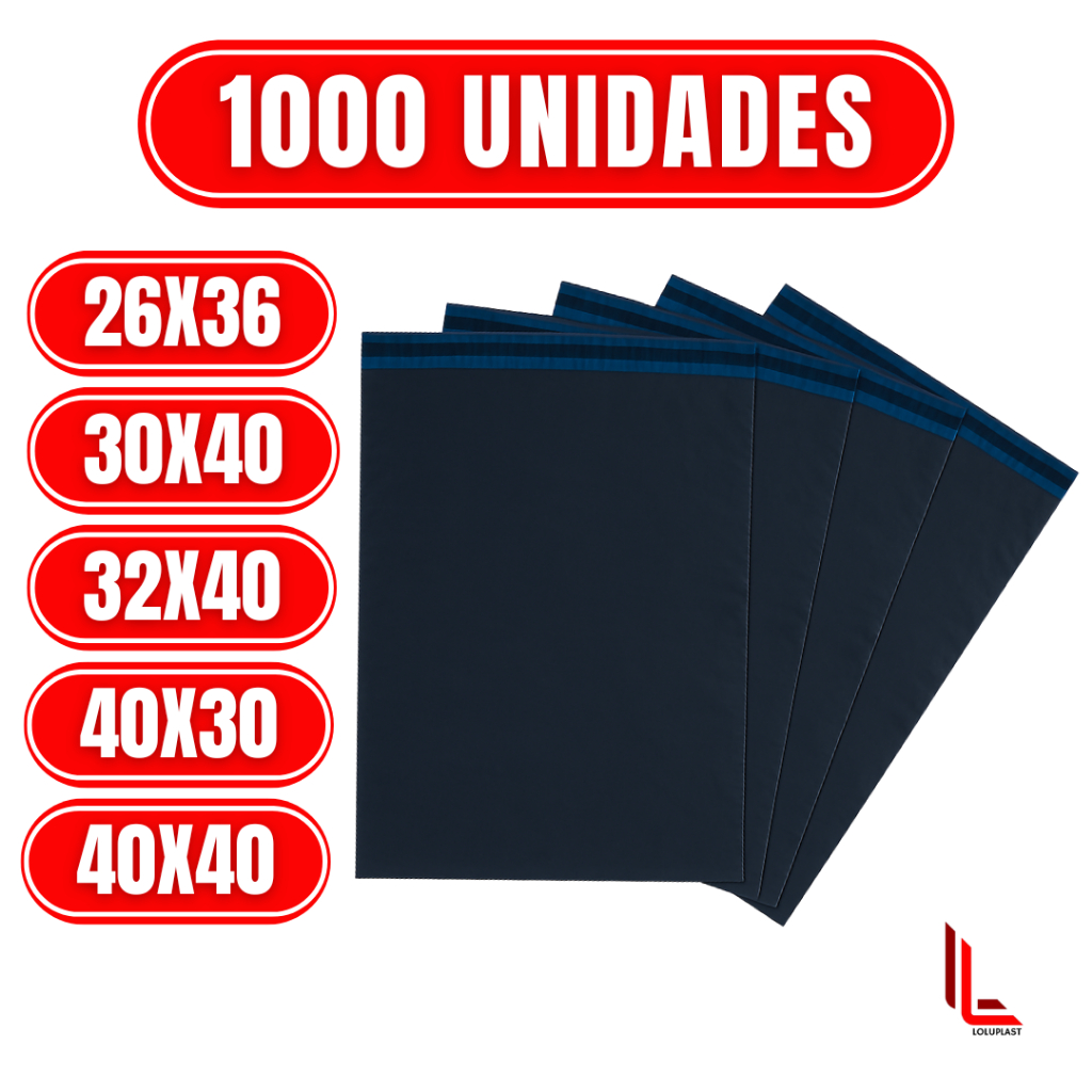 Kit 1000 Envelopes de Segurança Plástico Preto Aba Adesiva em Oferta na Shopee