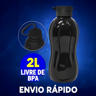 GARRAFA SQUEEZE PRETA / FUMÊ C/ TAMPA E ALCA 2 LITROS LIVRE DE BPA em Oferta na Shopee