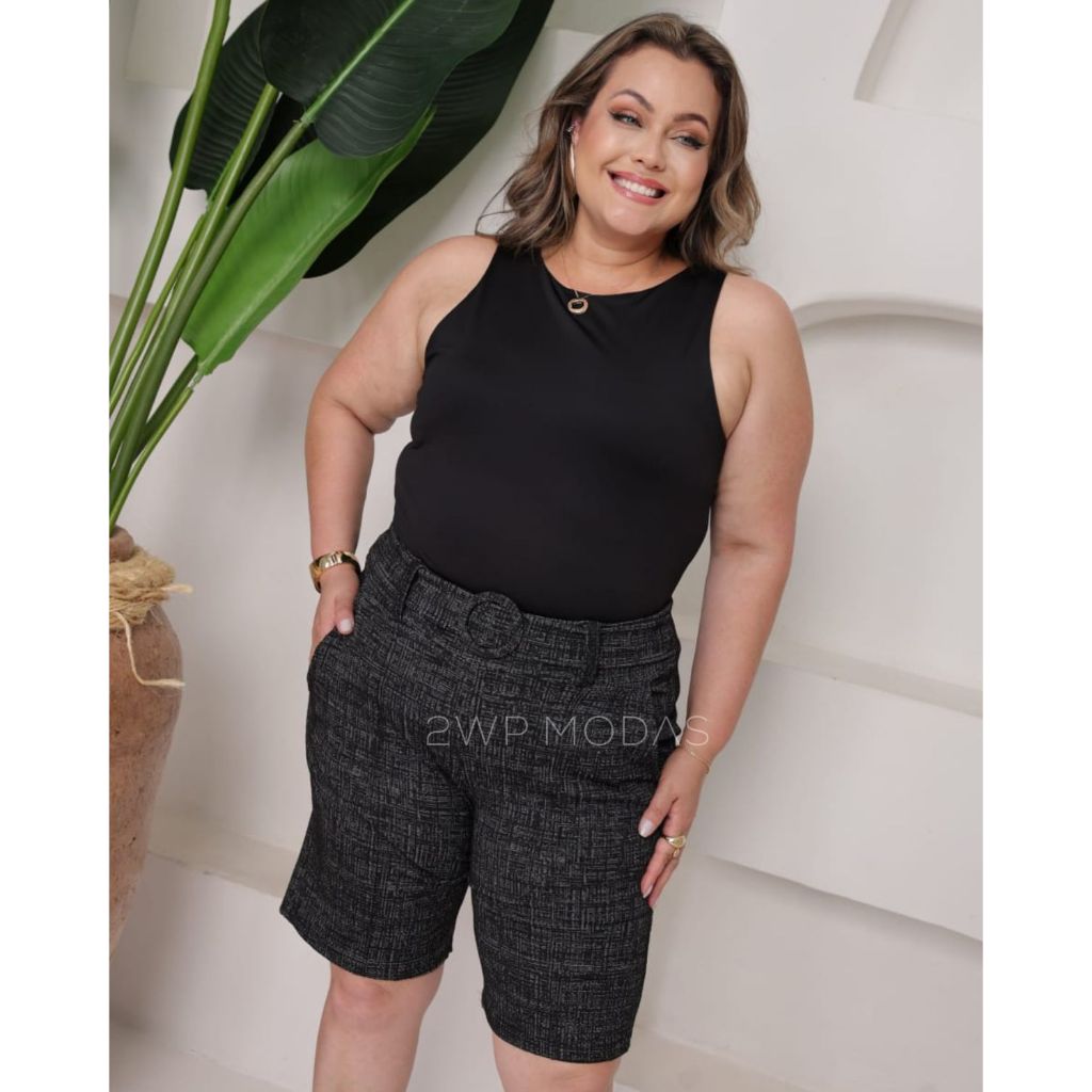 Short Feminino Bermuda Feminina Plus Size Estilo Alfaiataria Verão P M G GG G1 G2 G3 em Oferta na Shopee