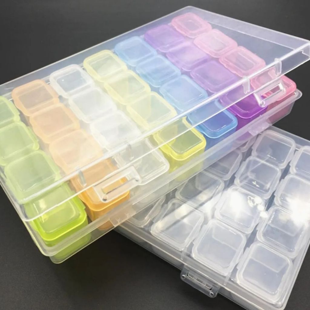 Caixa Organizadora De Plástico Com 28 Potes Coloridos Para Armazenar Strass Glitter Unha Nail Art Porta Objetos em Oferta na Shopee