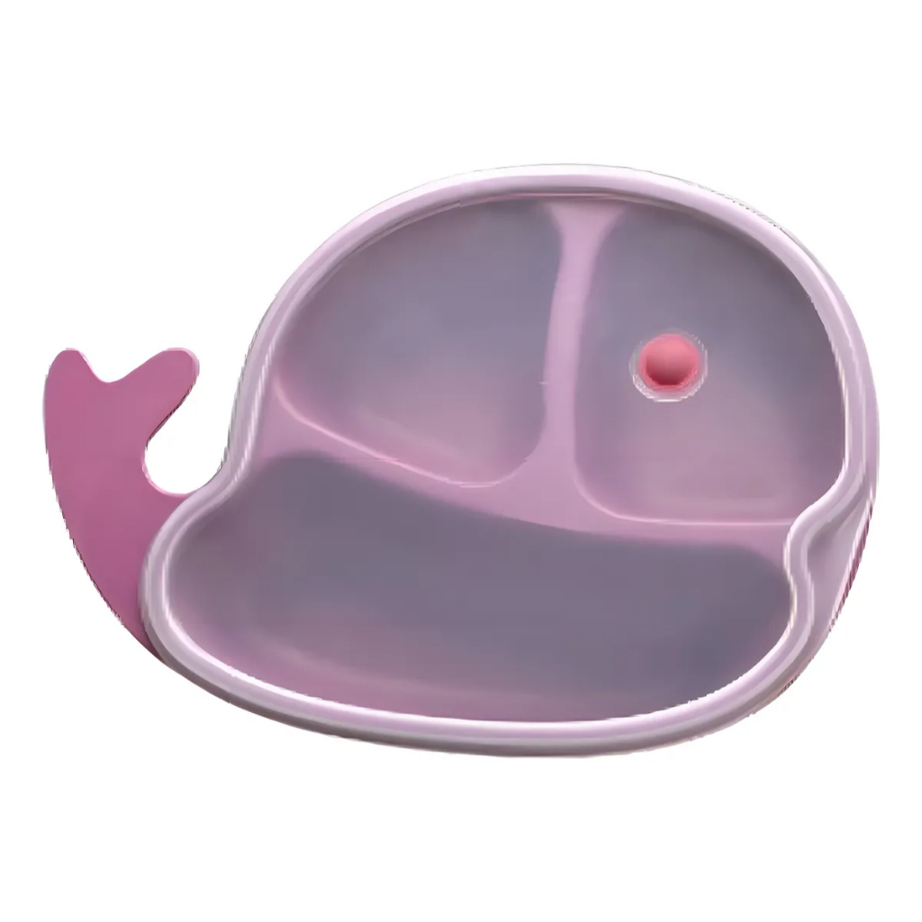 Prato Infantil C/ Divisórias E Tampa Clingo - Baleia Cor Roxo em Oferta na Shopee