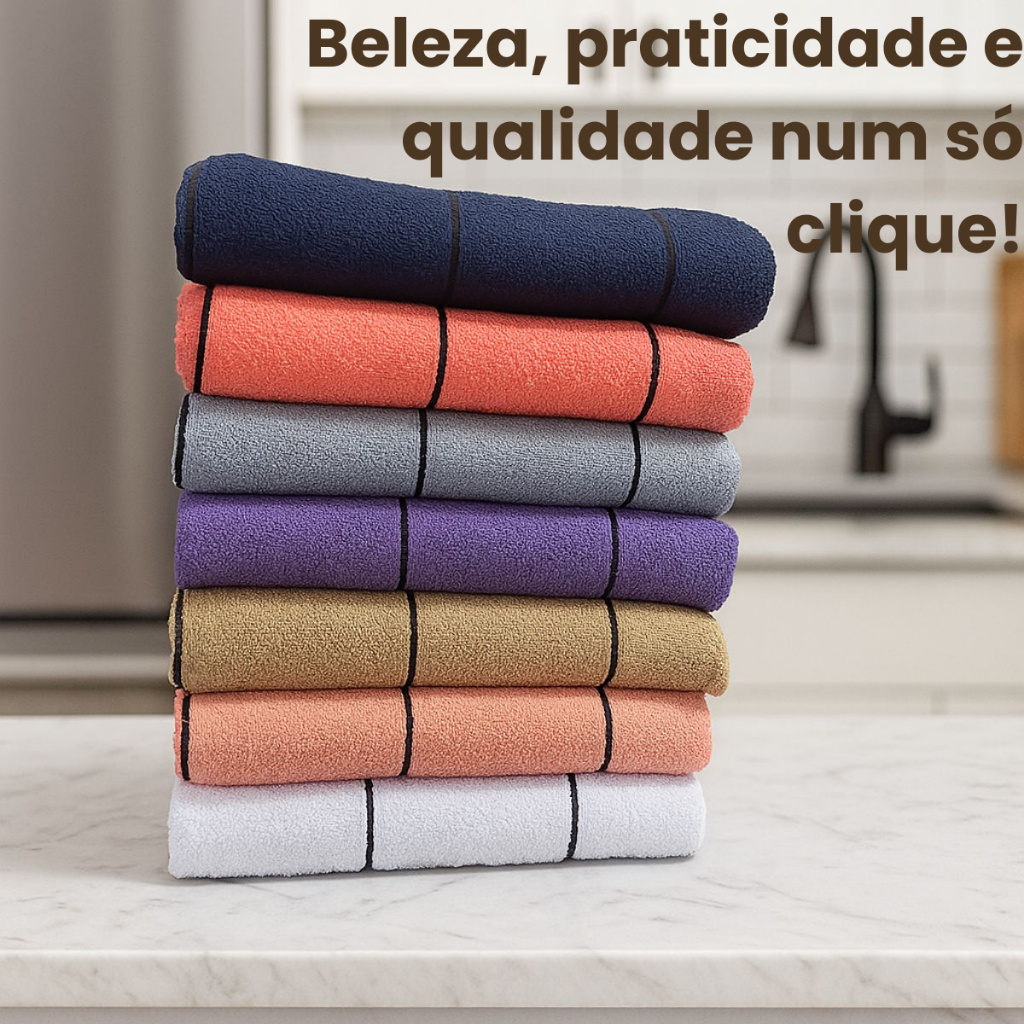 Kit Toalhas de Copa Atoalhado Xadrez Felpudo 100% Algodão Cozinha em Oferta na Shopee