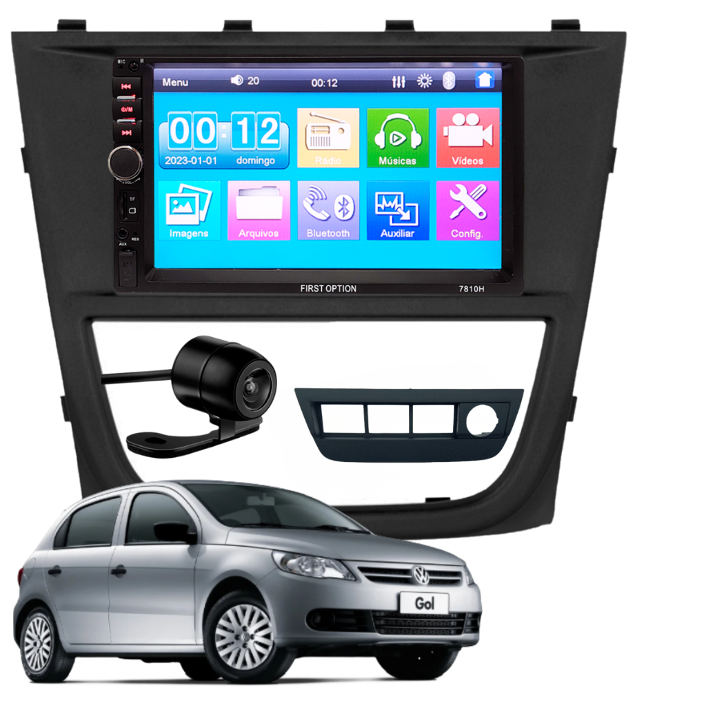 Kit Central Multimidia Mp5 Gol Voyage Saveiro G5 2008 2009 2010 2011 2012 Bluetooth + Moldura em Oferta na Shopee