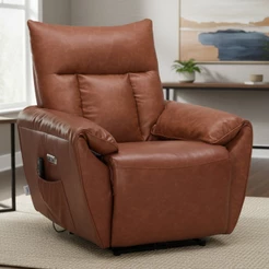 Poltrona do Papai Reclinável Elétrica com Massagem e Aquecimento Velutti L07 Couríssimo Marrom - Lyam