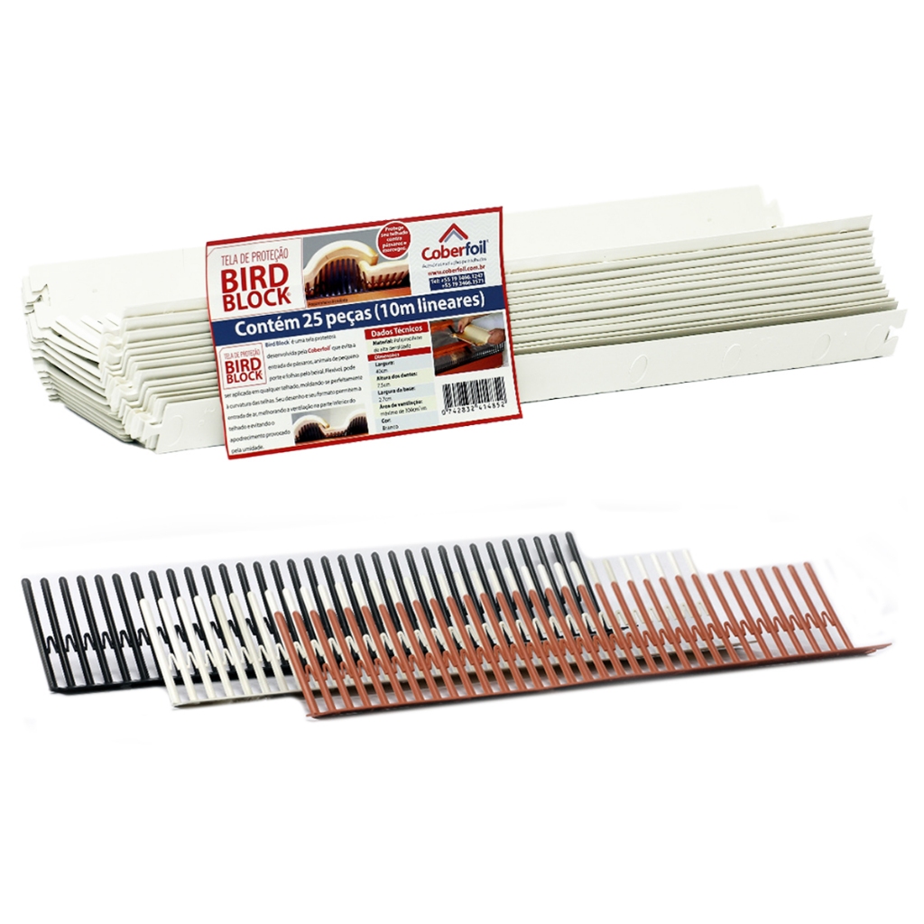 Tela Passarinheira Universal 10x40x10cm Pacote 25 Unidades Proteção Antipragas Para Casas E Galpões