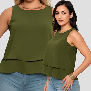 Blusa Feminina Regata Slim Alfaiataria Frente Dupla Soltinha Básica Tendencia Moda em Oferta na Shopee