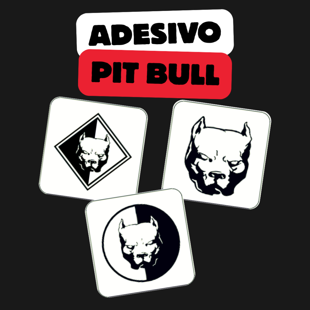 Adesivo Pit Bull 15x15cm Vinil Premium Adesivo de Carro Moto Porta Parede Pet Resistente Água e Sol