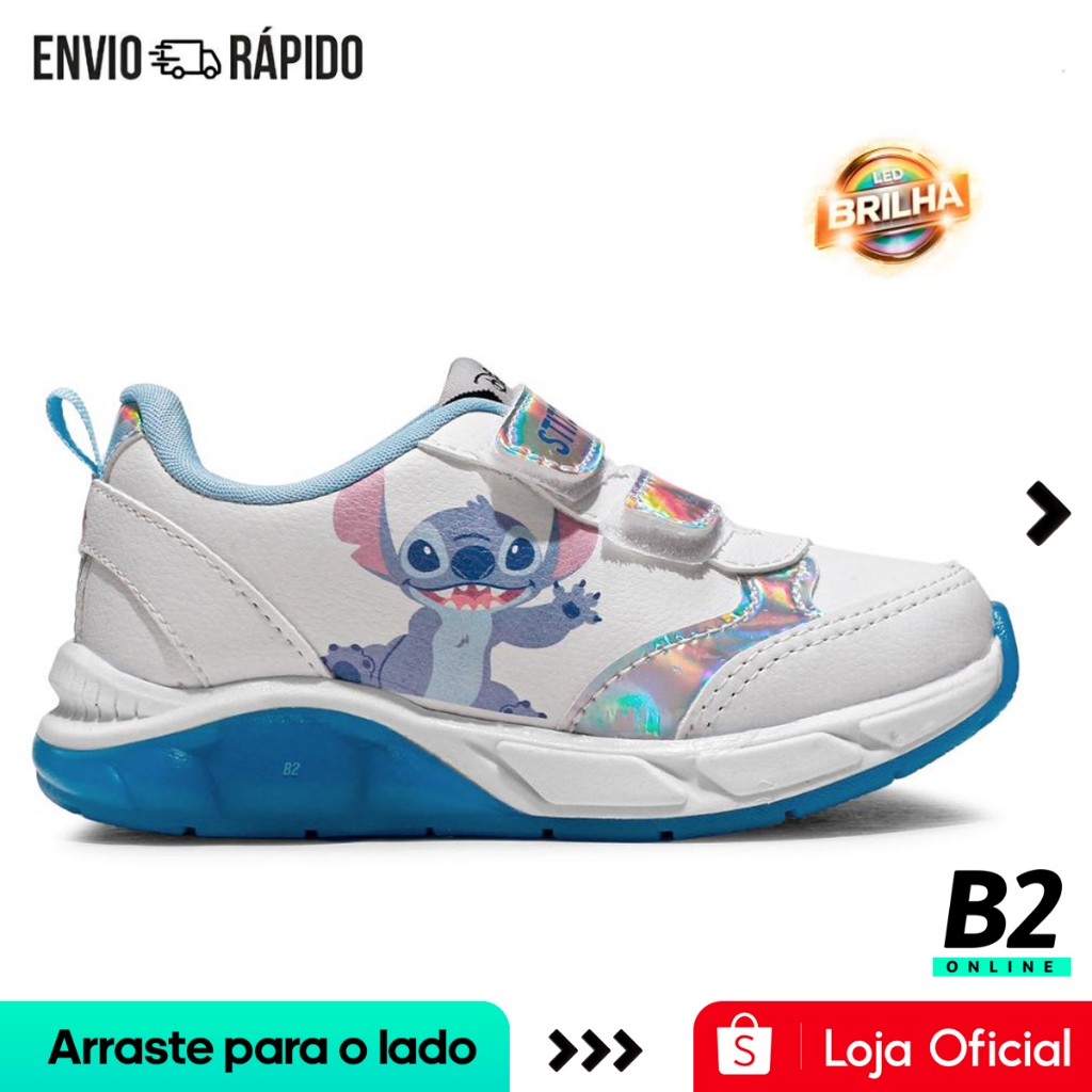 Tênis Disney Stitch Lights Infantil Sem Cadarço Original com Nota Fiscal e Garantia em Oferta na Shopee