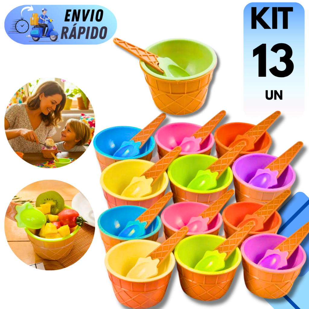 KIT 13 TIGELAS DE SORVERTE COLORIDA PARA SOBREMESA FRUTAS AÇAI POTE DE SOBREMESA