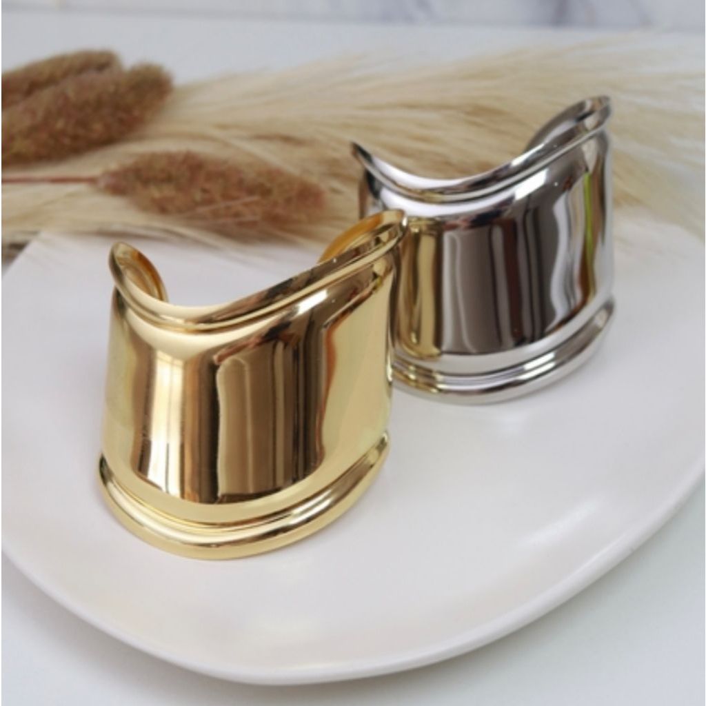 Bracelete feminino tendencia maximalista Semijoia pulseira elegante Dourado Prateado