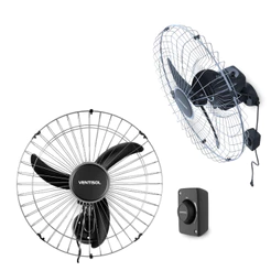 Ventilador de Parede 60cm Oscilante New 127V ou 220V Preto Grafite Ventisol 3 Pás Ar Fresco Industrial Academia Comercio