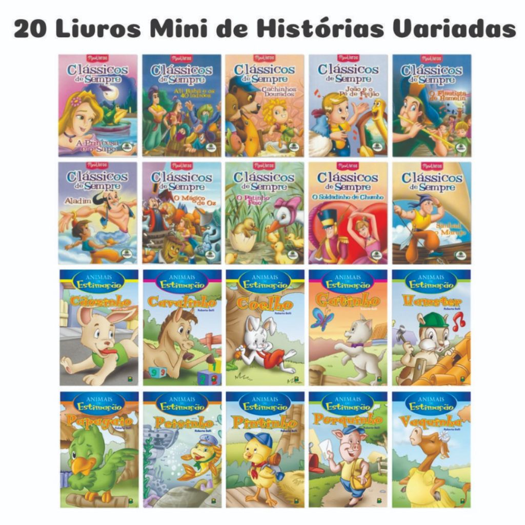 20 Livros Infantis de Histórias Clássicas Mini Clássicos de Sempre / Animais de Estimação Variadas Todolivro em Oferta na Shopee