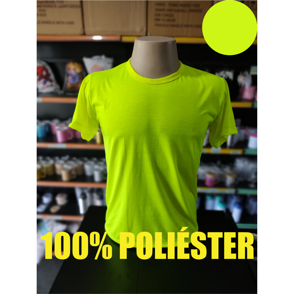 Camisa Amarelo Neon Fluorescente 100% Poliéster Sublimação Adulto e Infantil Brilha na luz negra LISA SEM ESTAMPA