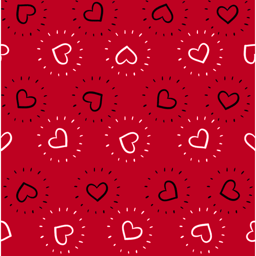 Tecido TRICOLINE MISTA Estampa Digital -  coraçoes