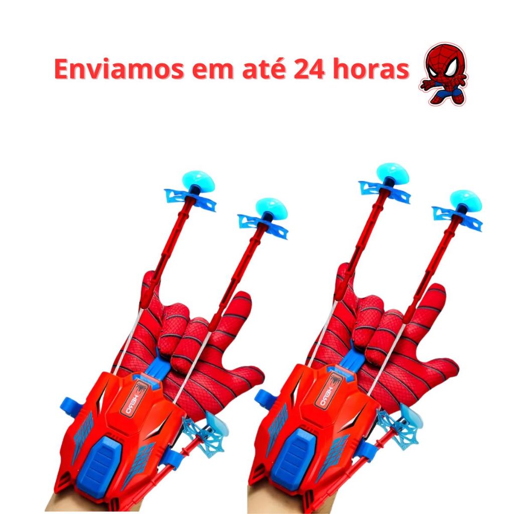Kit 1/2 Luva Lançador de Teia Homem Aranha Brinquedo Infantil Dardos com Ventosa Herói Spider Man